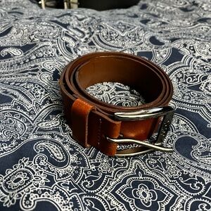 Levi's Dark Brown Leather Belt with Silver Buckle